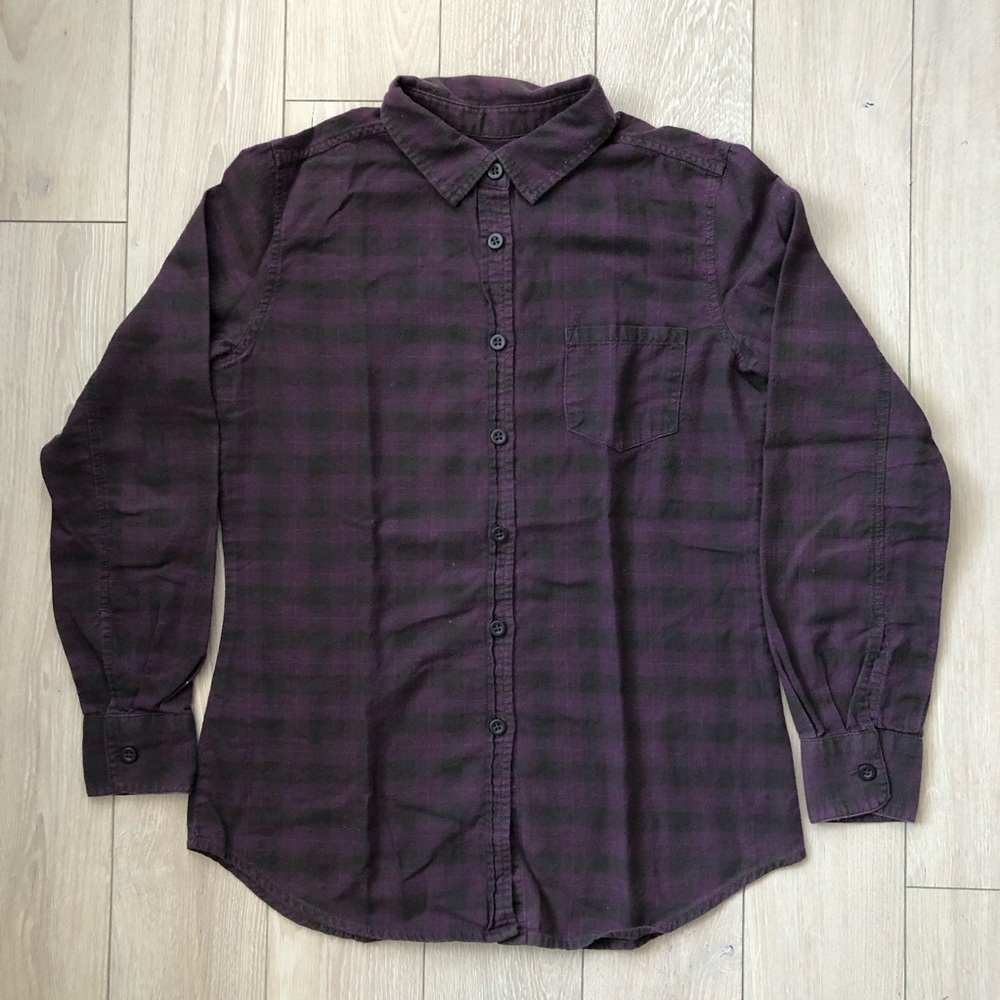 MEC Organic Cotton Flannel Button Down Shirt in Purple Women’s Size S
